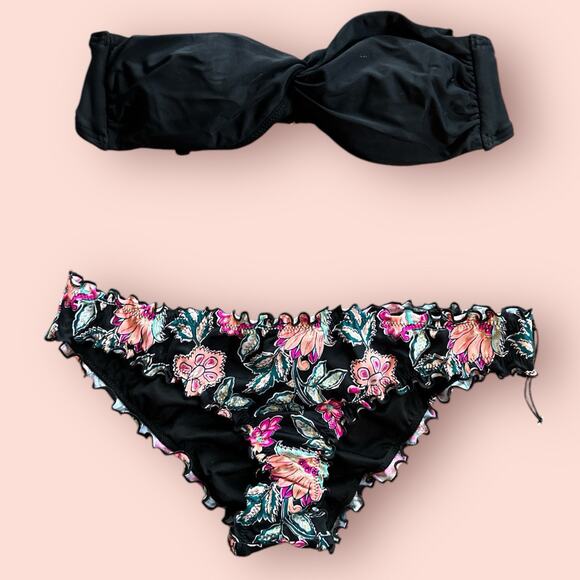 Y2K Baddie Triangle String Bikini Set Adjustable Size Medium Blue Pink Low Rise - Picture 3 of 7